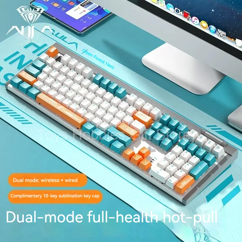 

Aula F3050 108 Keys 2.4g Wireless Dual Mode Mechanical Keyboard Electronic Sports Games Dedicated Office Typing General Purpose