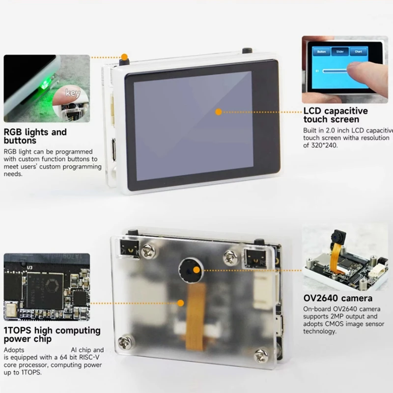 K210 Visual Recognition Module With 2MP Camera OV2640 And 2.0-Inch LCD Capacitive Touch Screen For DIY Robot Car Kit development board