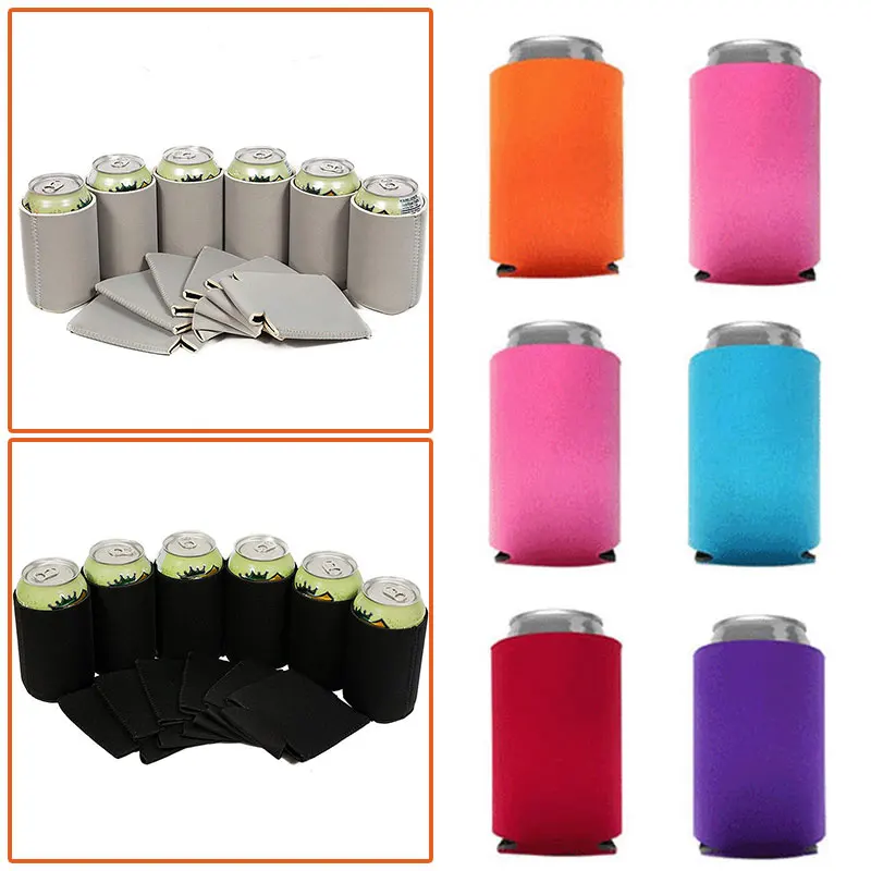 AUXSOUL Can Cooler Sleeves 6 Pack Reusable Neoprene Beer Holder Insulated Drink Bottles Coffee Cup Cover Bags for BBQ Weddings Flag Party Favors 