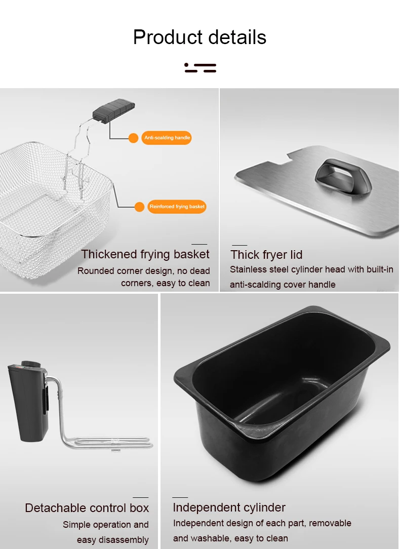DMWD 2.5L Electric Oil Fryer Stainless Steel Commercial Household Fried Chips Frying Pot Oven Pan French Fries Grill Machine 5