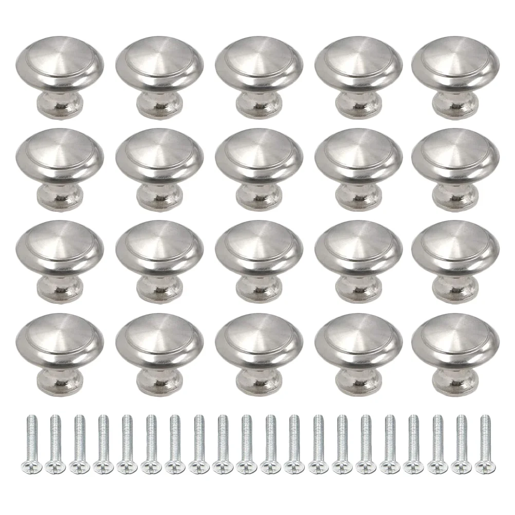 

20 Pcs Round Drawer Knob Dresser for Closet Cupboard Pulls Stainless Steel Silver Cabinet Knobs