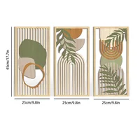 3pcs Bohemian Style Hollow Wooden Wall Art Abstract Geometry Decor for Bedroom Living Room Dining Room Porch 3