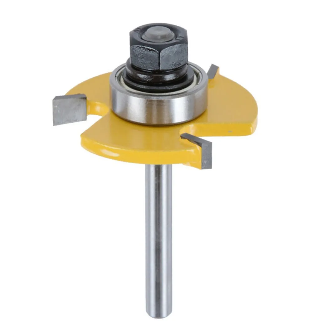 

Woodworking Router Bit Tongue & Groove Wood Cutter 1/4" Shank Hardened Steel Joint Assembly Power Tool Practical