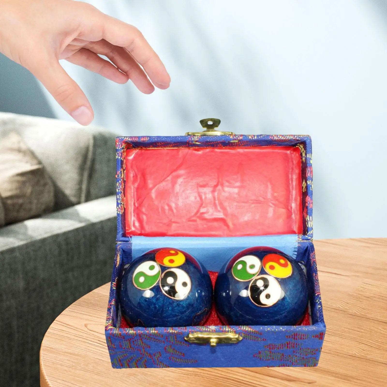 2 Pieces Massage Balls with Storage Box Chinese Health Balls for Parents