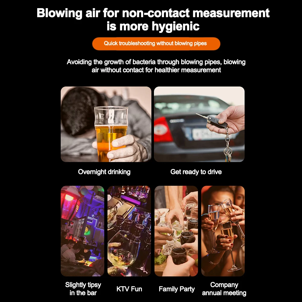 Professional Alcohol Tester High Accuracy Breathalyzer Non-Contact Alcoholometer Rechargeable Breathalyzer Alcohol Test Tools alcohol tester,breath alcohol tester