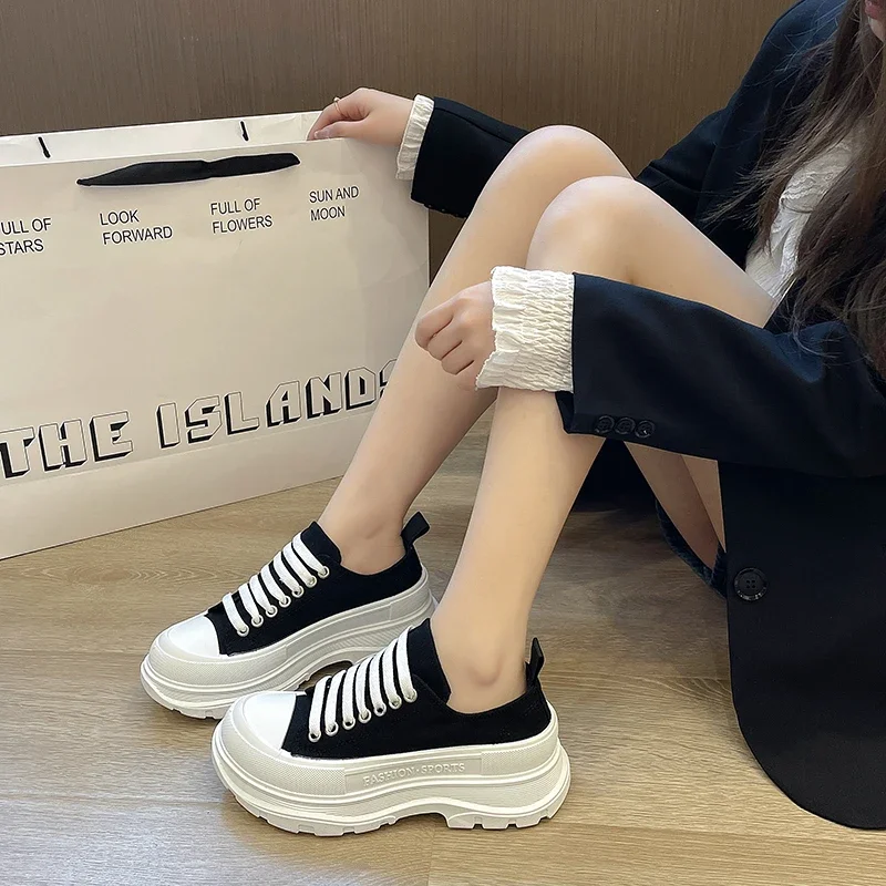 Fashion Little White Shoes High Top Women's Canvas Shoes 2024 New Korean Versatile Couple Thick Sole Casual Shoes designer