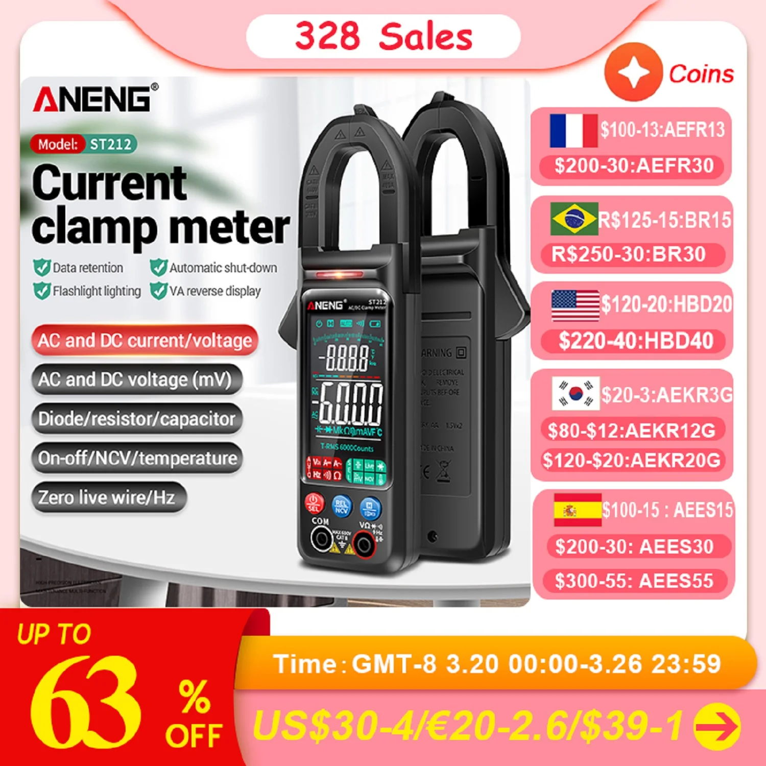 ANENG Clamp Meter Intelligent Digital Clamp Multimeter 1999/4000/6000