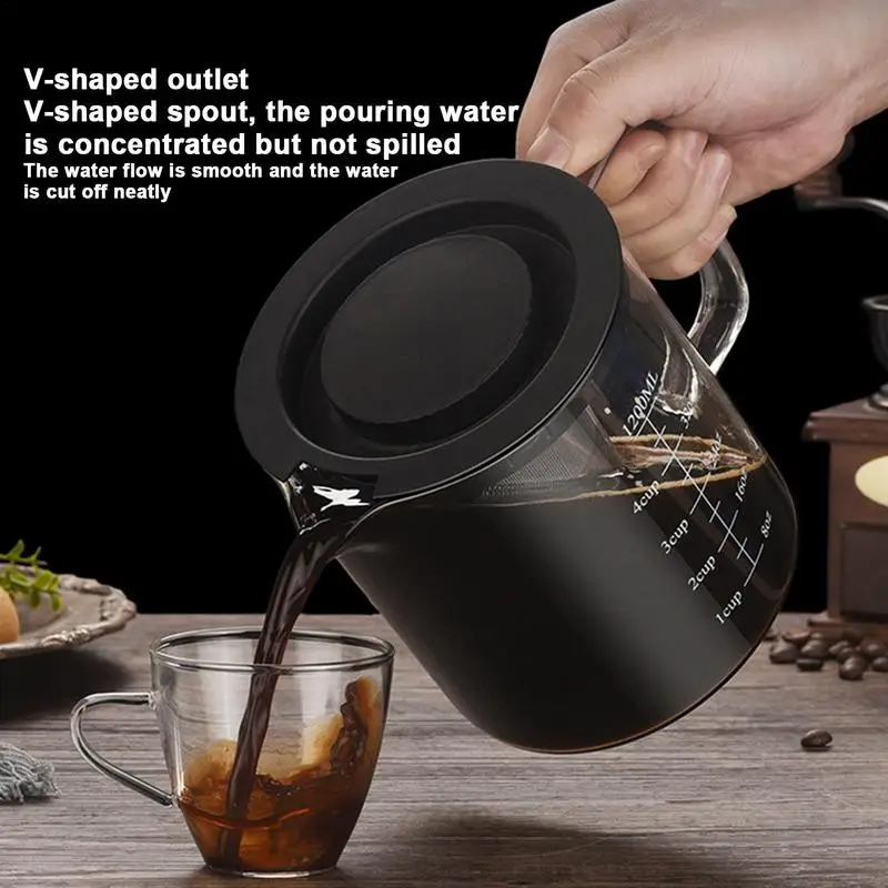 Ice Tea Brewer Coffee Maker Cold Brew Pitcher With 1.2L Glass Tea