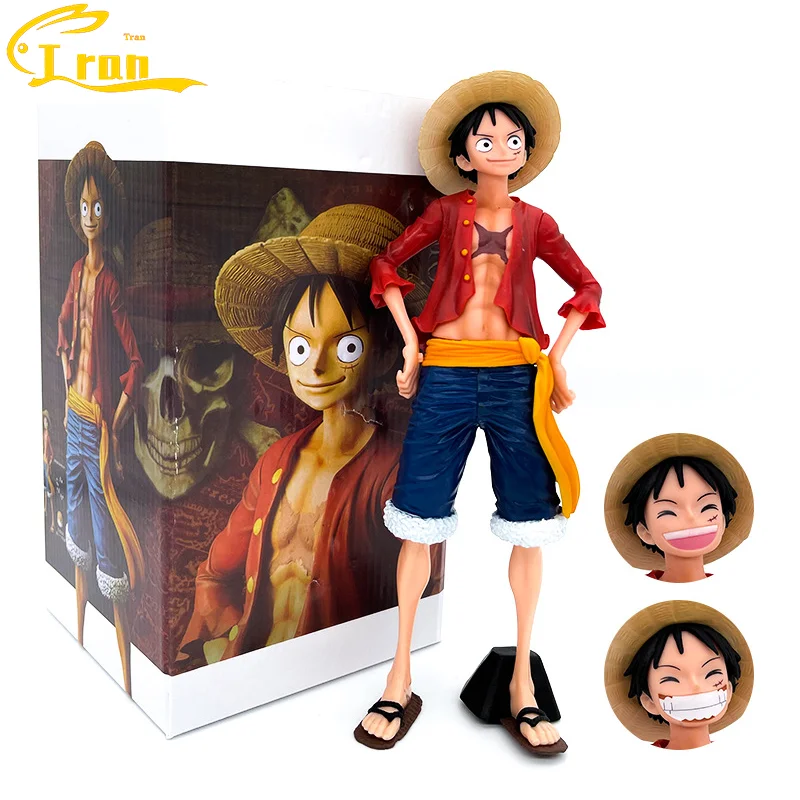 

26.5cm Animation One Piece Laugh Luffy Around Hand-done Face-changing Sculpture Model Box Girl Boy Holiday Gift