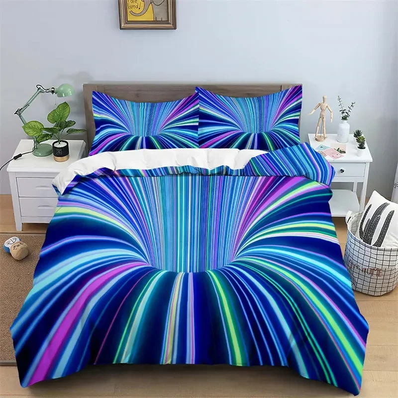 

Psychedelic Swirl Duvet Cover Abstract Geometric Bedding Set Microfiber King Quilt Cover With Pillowcases For Kids Adult Decor