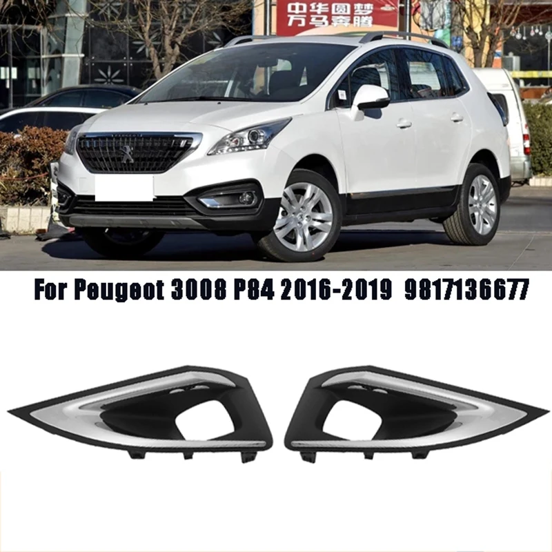 

Car Front Fog Lamp Cover Frame Decorative For Peugeot 3008 P84 2016-2019 1806095X 1806096X 9817136677 9817136777
