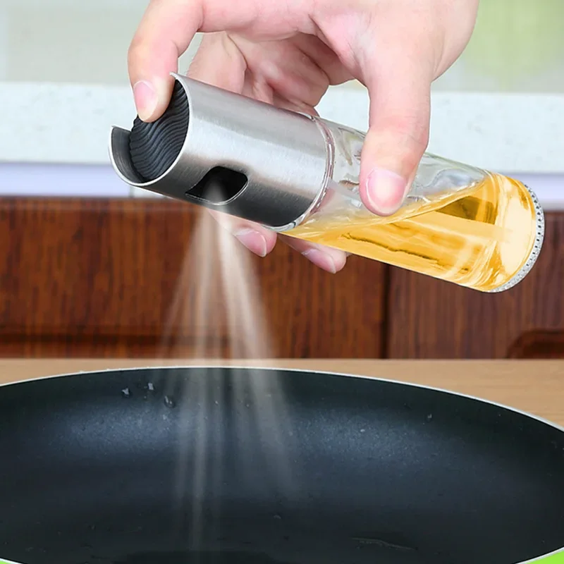 Oil Sprayer Kitchen Stainless Steel Olive Oil Sprayer Bottle Pump Oil Pot Leak-proof Grill BBQ Sprayer Dispenser BBQ Cookware Tools