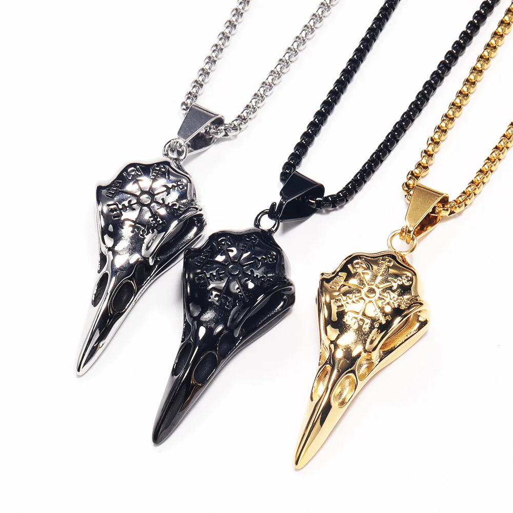 

Viking Crow Rune Compass Stainless Steel Men Women Necklaces Pendants Chain Punk Trendy Fashion Jewelry Wholesale Dropshipping