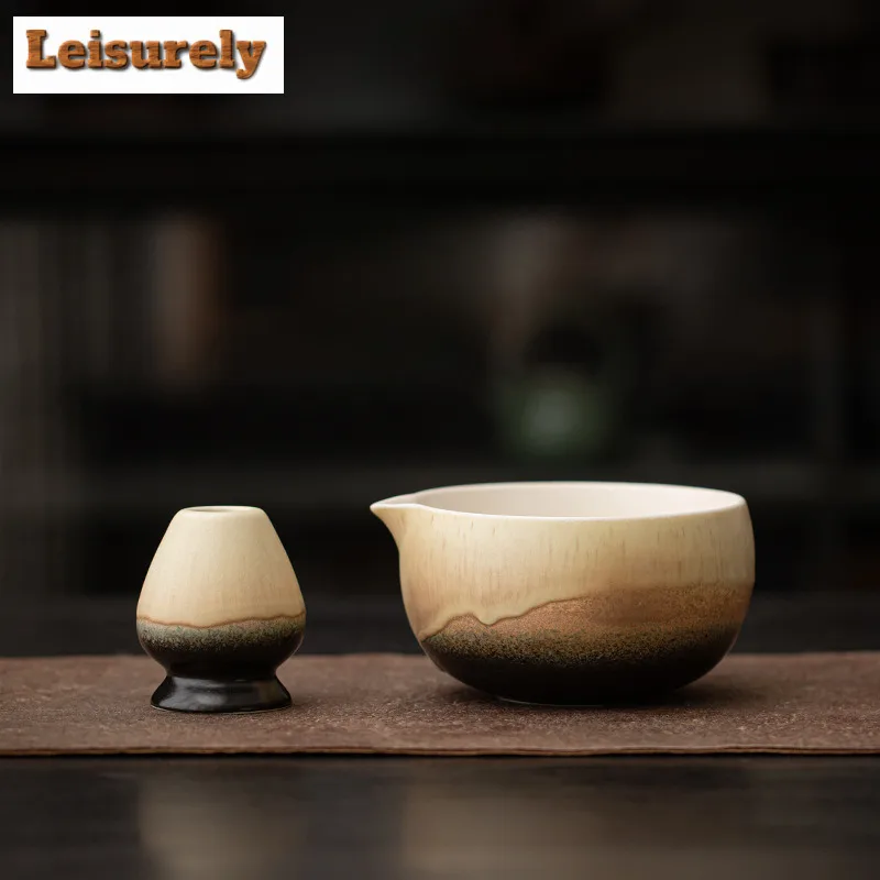 2PCS Japanese Matcha Tea Set Safe Bamboo Whisk Stand Teaspoon Holder Tea Sets Indoor Beverage Shop Tea-making Tools Accessories