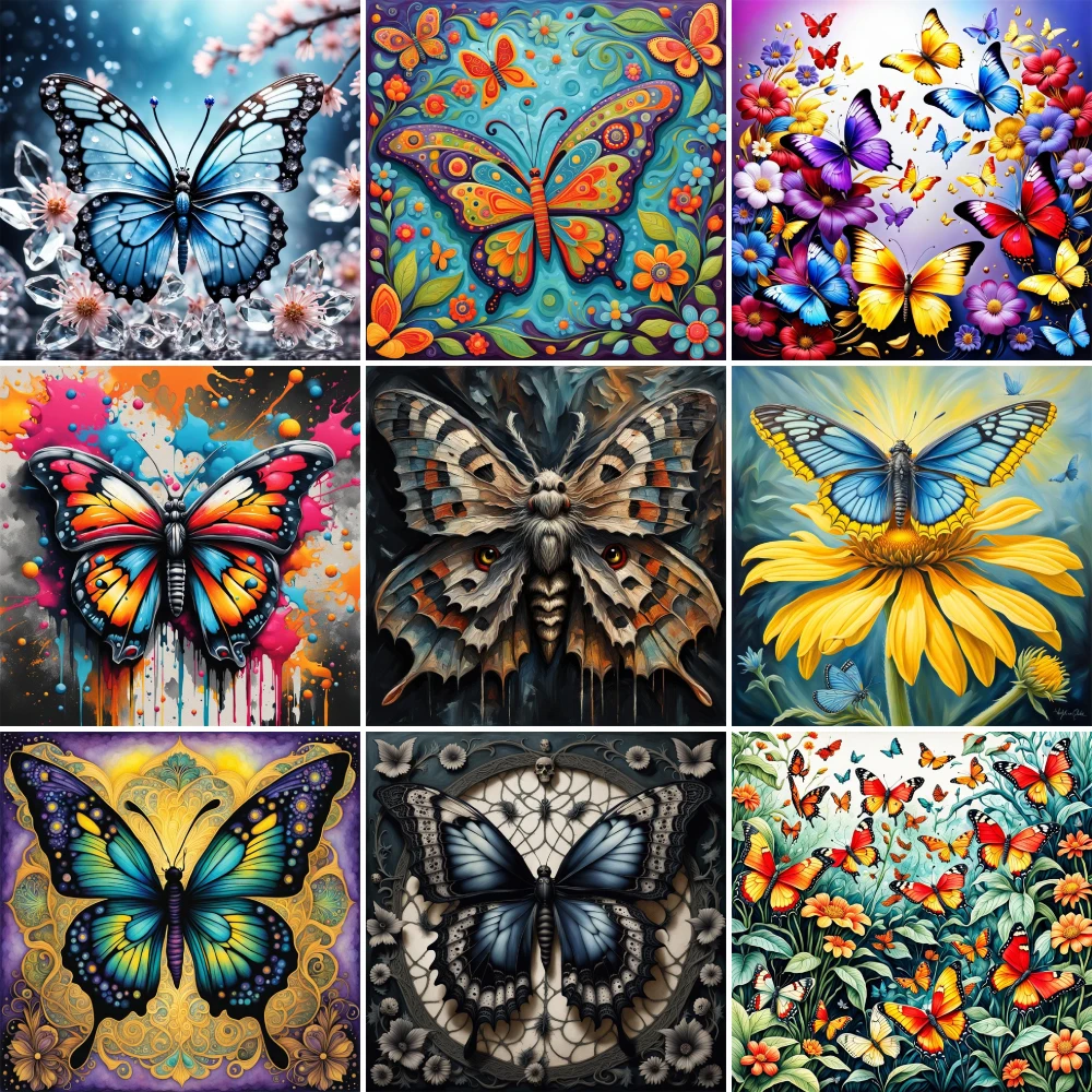 Landschaft Schmetterling Blumen vor gedruckt Kreuz stich Full Kit Stickerei handgemachte Nähen Handwerk Hobby Magie für Erwachsene Großhandel – Detail 1