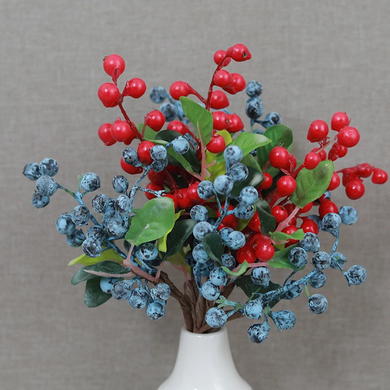 

5pcs Christmas Berry Artificial Flowers Autumn Home Decoration Wedding Cheap Foam Living Room Party DIY Fake Flowers Accessories