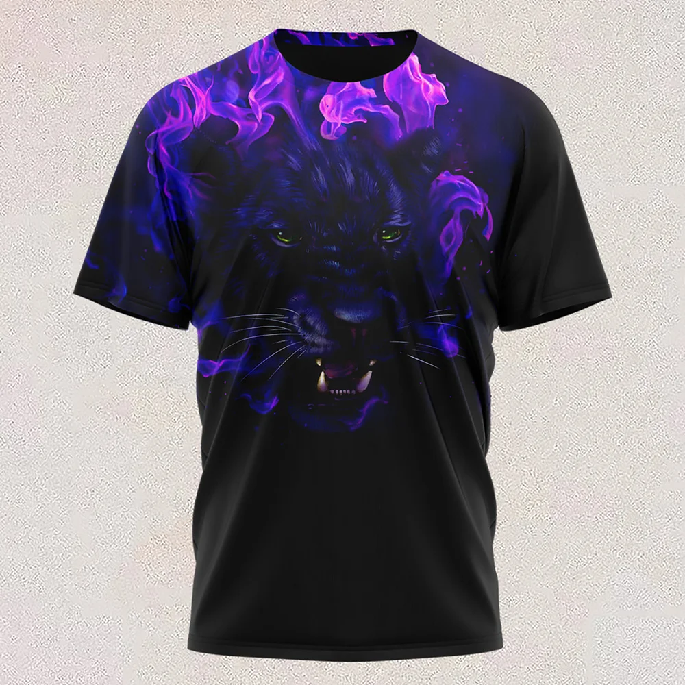

Summer New Men T Shirt Tiger Head Short-sleeve Cool T-shirt Round Neck 3d Printed Casual Tee Shirt Oversized Tops Clothing