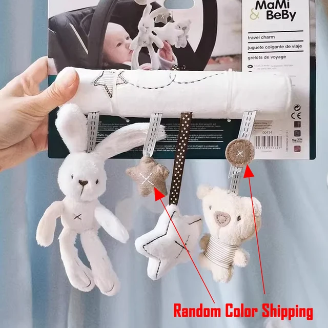 Jouet en peluche de lapin d'animal doux suspendu Rattles pour bébé berceau siège de sécurité de voiture poussette de voyage suspendue cloche poupée en peluche pour nouveau-né 2