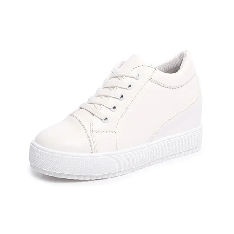 2024 White Hidden Slope Heel Casual Sports Shoes Women's Spring Sports Shoes High Platform High Heel Vulcanized Shoes 6