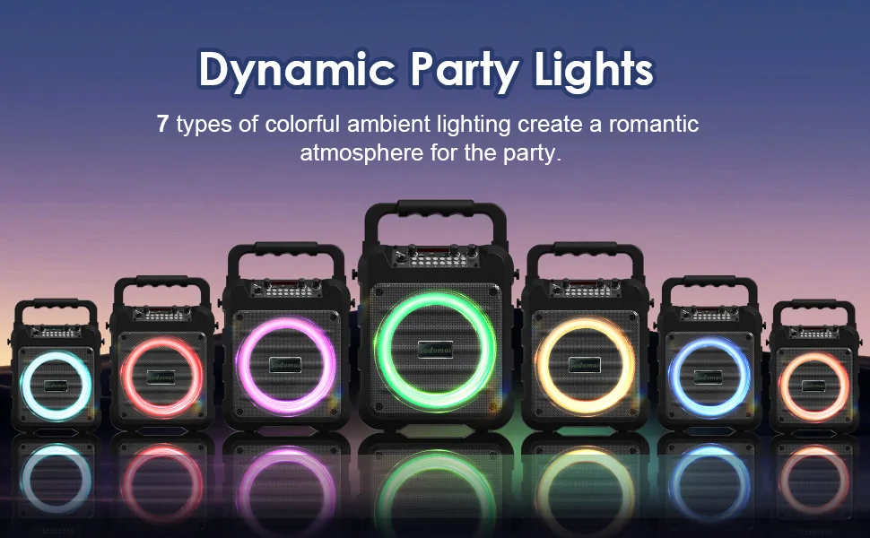 Description Picture 6 of itemPERLEO Adults Kids Portable Bluetooth Karaoke Speaker with Two Wireless Microphones, Bass and Treble for Party/Meeting