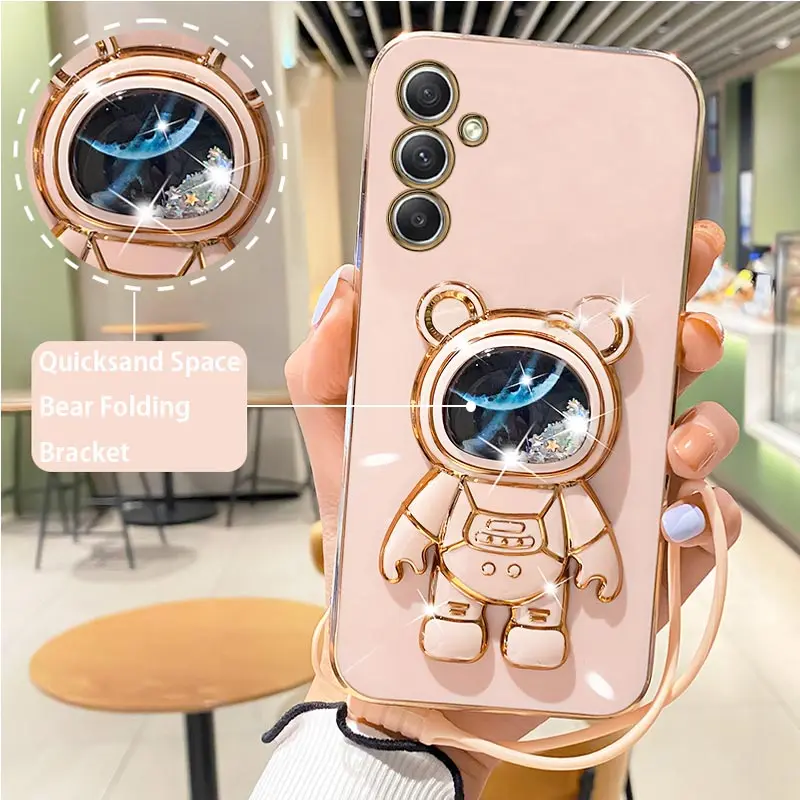 Étui avec support de sangle d'astronaute, sable mouvant, pour Samsung Galaxy A34 A21 A20S A54 5G A10 A12 A13 A14 A750 A23, A 54 34_voghion.com