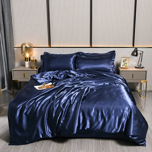 Ensemble de housse d'injathlon mûrier naturel, mélange de luxe, drap-housse, satin haut de gamme, soyeux, king size, parure de lit queen size 6