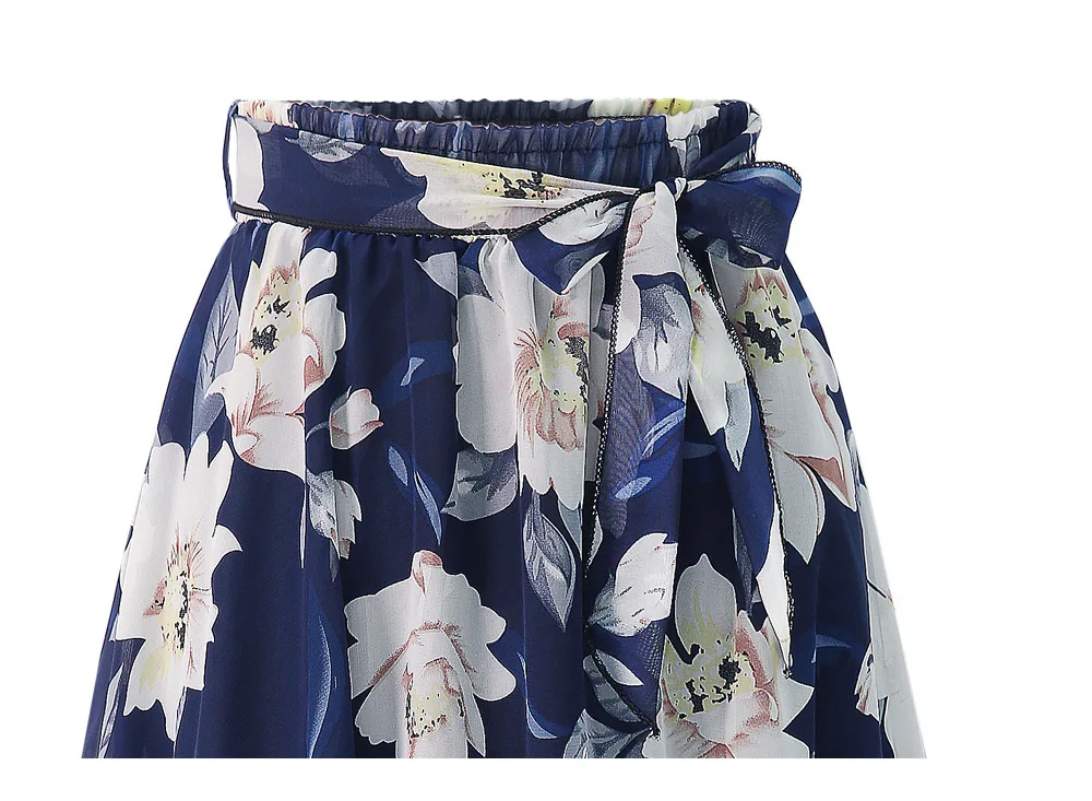 2022 Summer Women's New Large Swing Skirt European and American Floral Large Swing Chiffon Skirt Drape A-line Skirt Woman Skirts plaid skirt