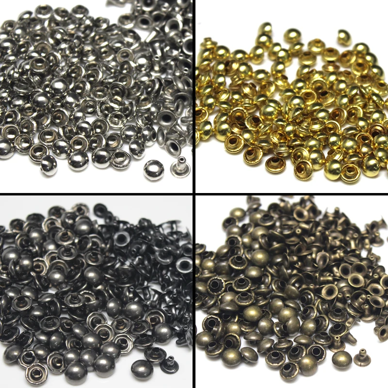 Metal Rivets Belt Strap Rivets Metal Studs Leather Rivets 100sets 4 Colors Metal Dome Cap Rivets Studs Round Rivet for Leather Craft Bag Belt Clothing Garment Shoes Collar Parts
