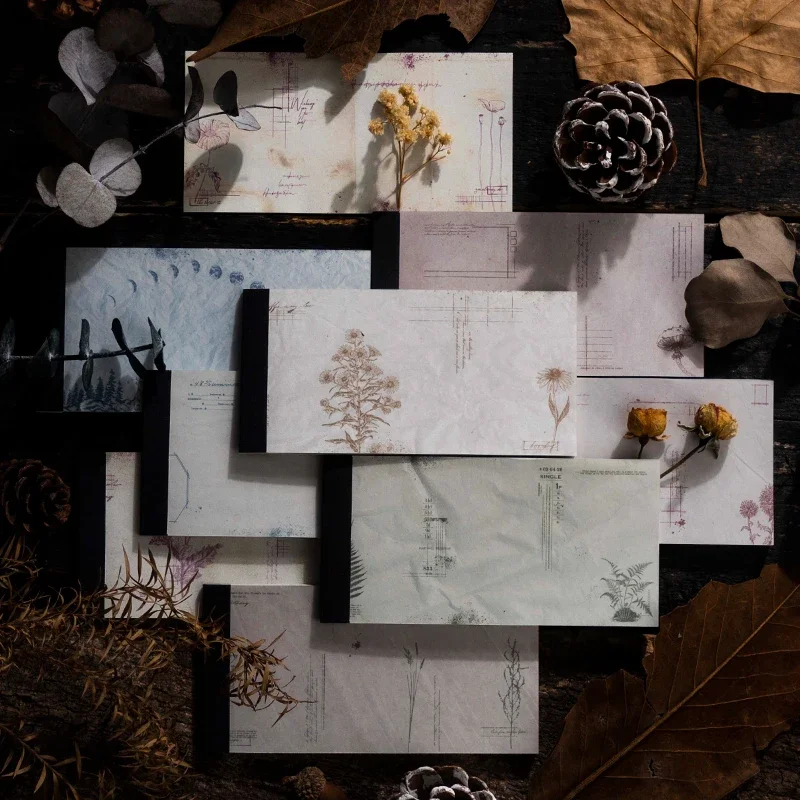 

30Sheets Double Material Paper Falling Leaves Flower Plant Theme Ledger Red Note Supplies Memo Writing Background 85*176MM