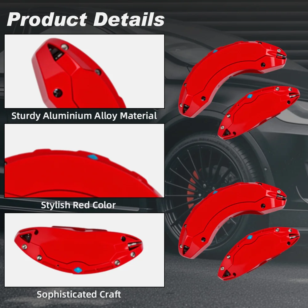 4 STKS Remklauw Covers, 19in 20in Wielnaaf Remklauw Covers, Aluminium Schijfrem Remklauw Guard Protector Cover voor Model Y (Rood