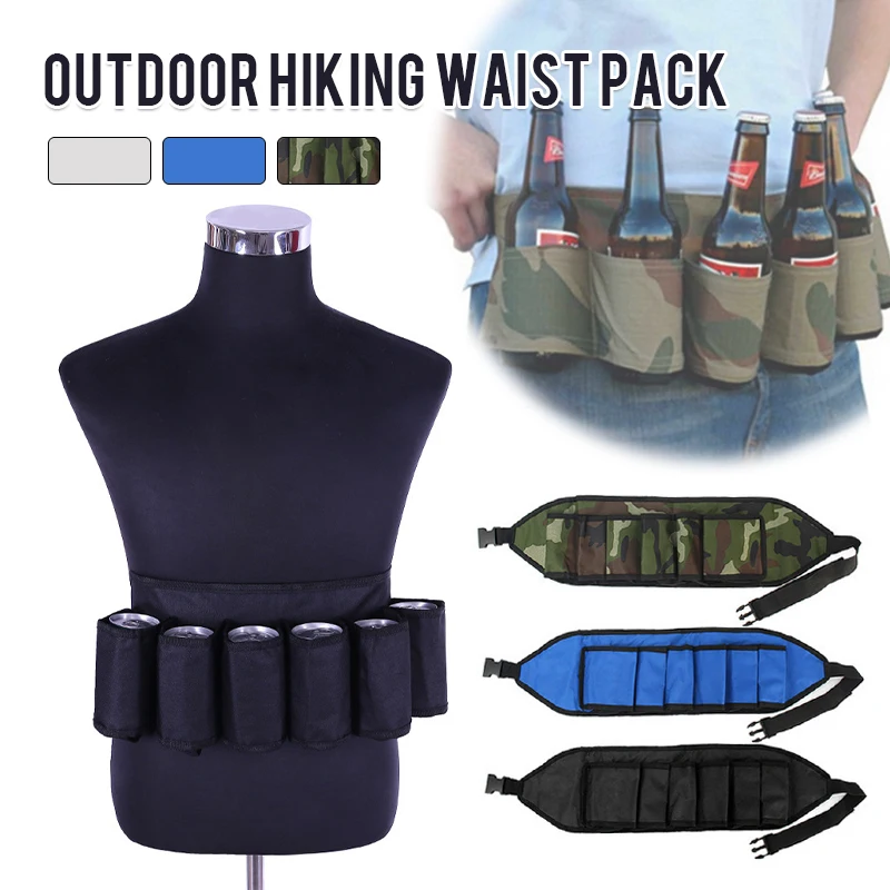 Outdoor Beer Belt Mountaineering Camping Hiking Portable Beverage Belt Bag Wine Bottle Rack Hanging Organizer  Party Pocket