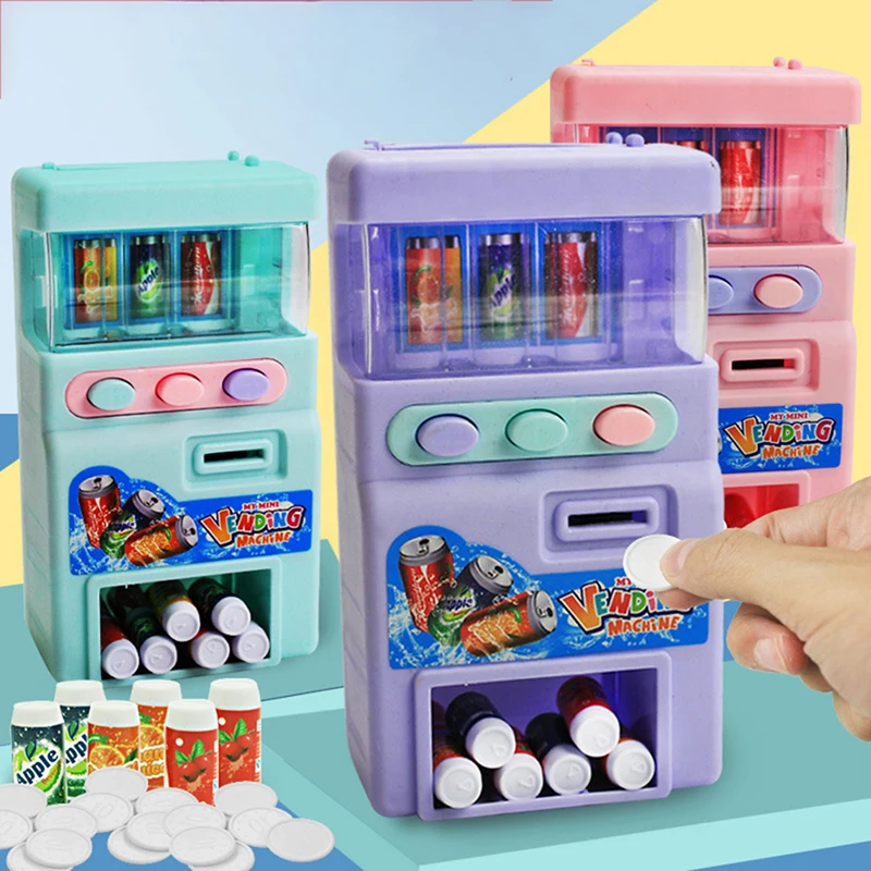 

Hot-selling Children's Simulation Mini-coin-operated Beverage Vending Machine Self-service Beverage Cute Funny Toys For Children