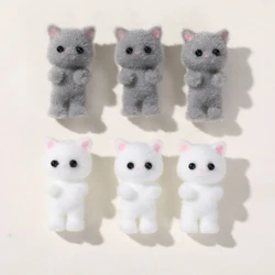 Pendientes de dibujos animados de felpa para mujer, colgantes de gato blanco, medio agujero, accesorios de joyería DIY