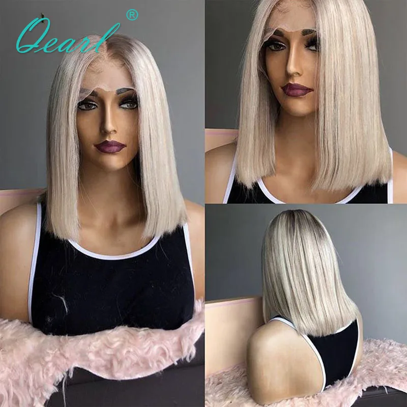 Human Hair Wig for Women Transparent HD Lace Frontal Wigs 13x4 Straight Virgin Hair Ash Blonde Light Grey Highlights Wig Qearl