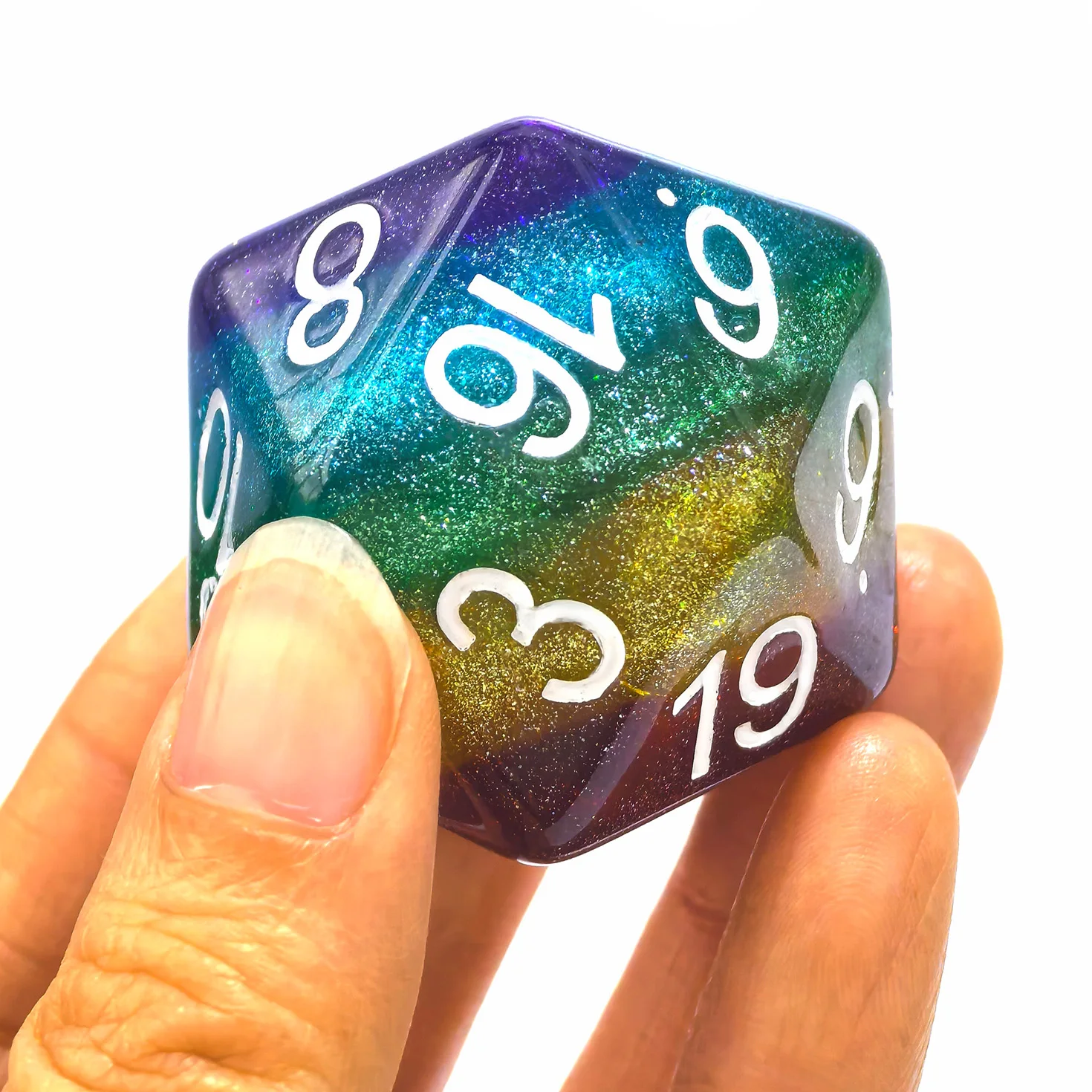 Bescon Jumbo 20 Sides Dice 1.5 inch Colorful Multi-layer Design 38MM Over-sized D20 Dice Big Size Multi Layered Rich Colors spindown dice set