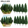 20Pcs 6cm Plastic Tower Shaped Trees Model Train Railway Railroad Scenery Landscape For Doll House Decor Pine Trees 3
