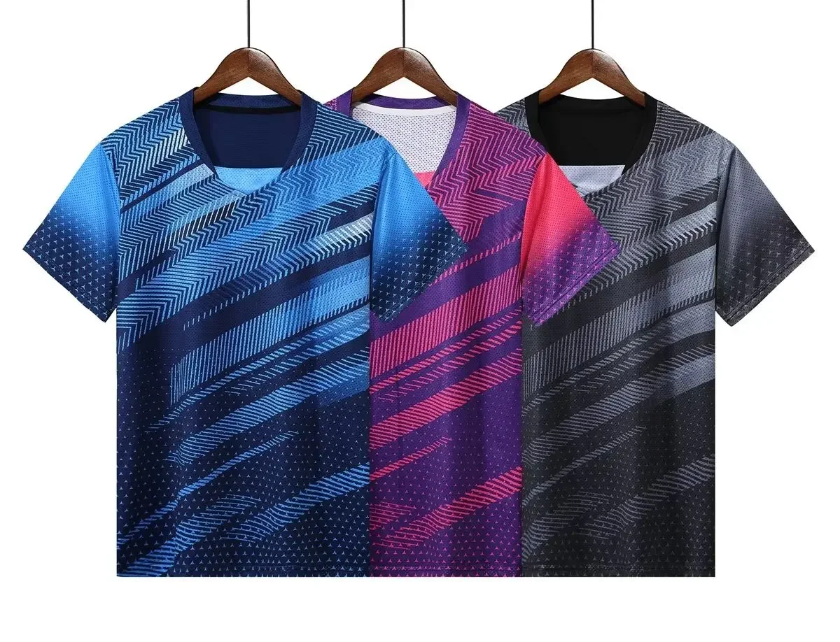 Men's Women's Badminton Match Competition Suit Quick Dry Breathable Ping Pong Racket Top Z-Pattern Sports Shirt