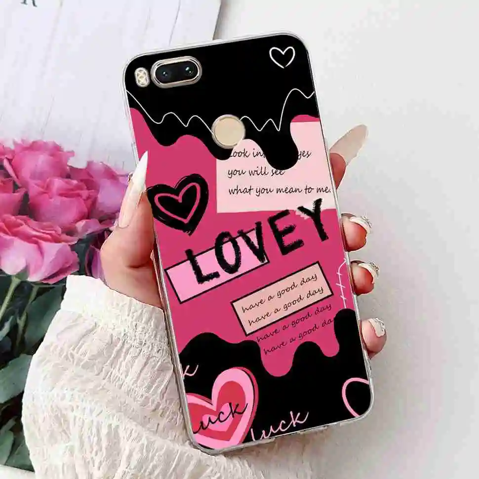 Love Pop Print TPU Soft Silicone Phone Case with Floral Design