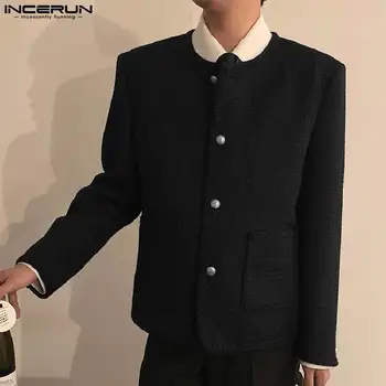 INCERUN 남성용 오픈 스티치 긴팔 재킷, 단색, 캐주얼, 얇은 코트, 스트리트웨어 패션, 아우터 S-5XL, 가을, 2023