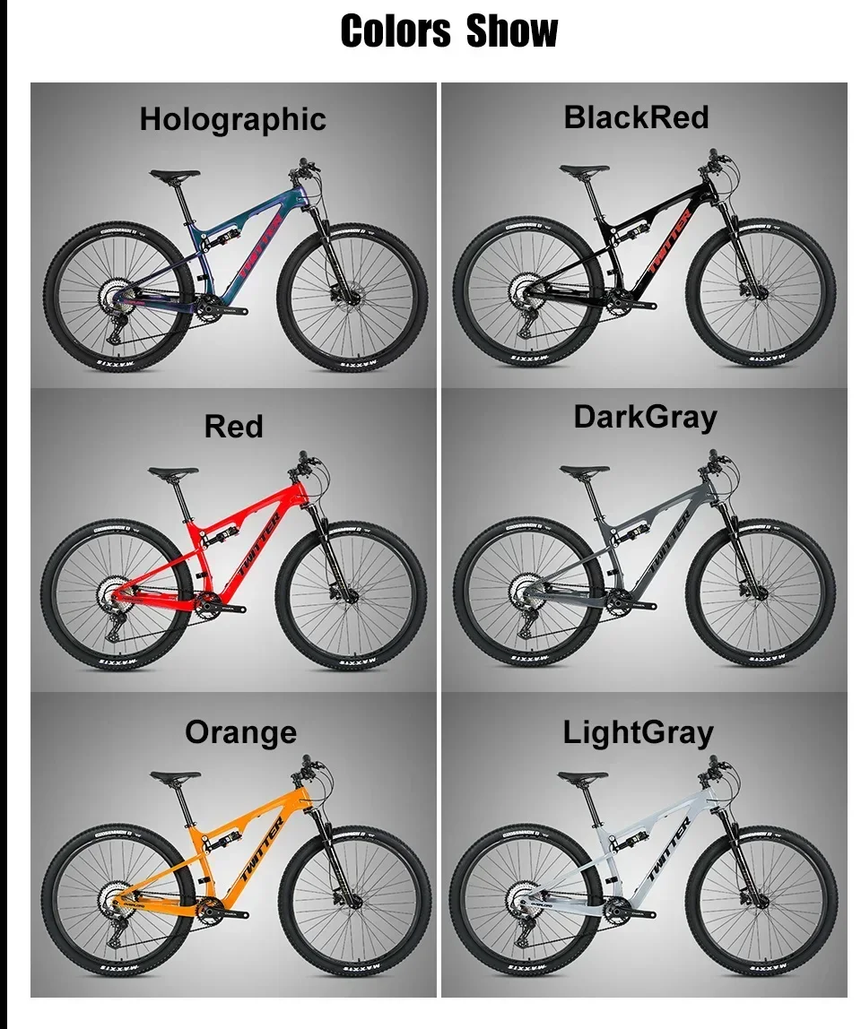 TWITTER OVERLORD 27,5/29iner WheelTop EDS-13S cambio electrónico freno de disco de aceite suspensión completa bicicleta de montaña de fibra de carbono MTB