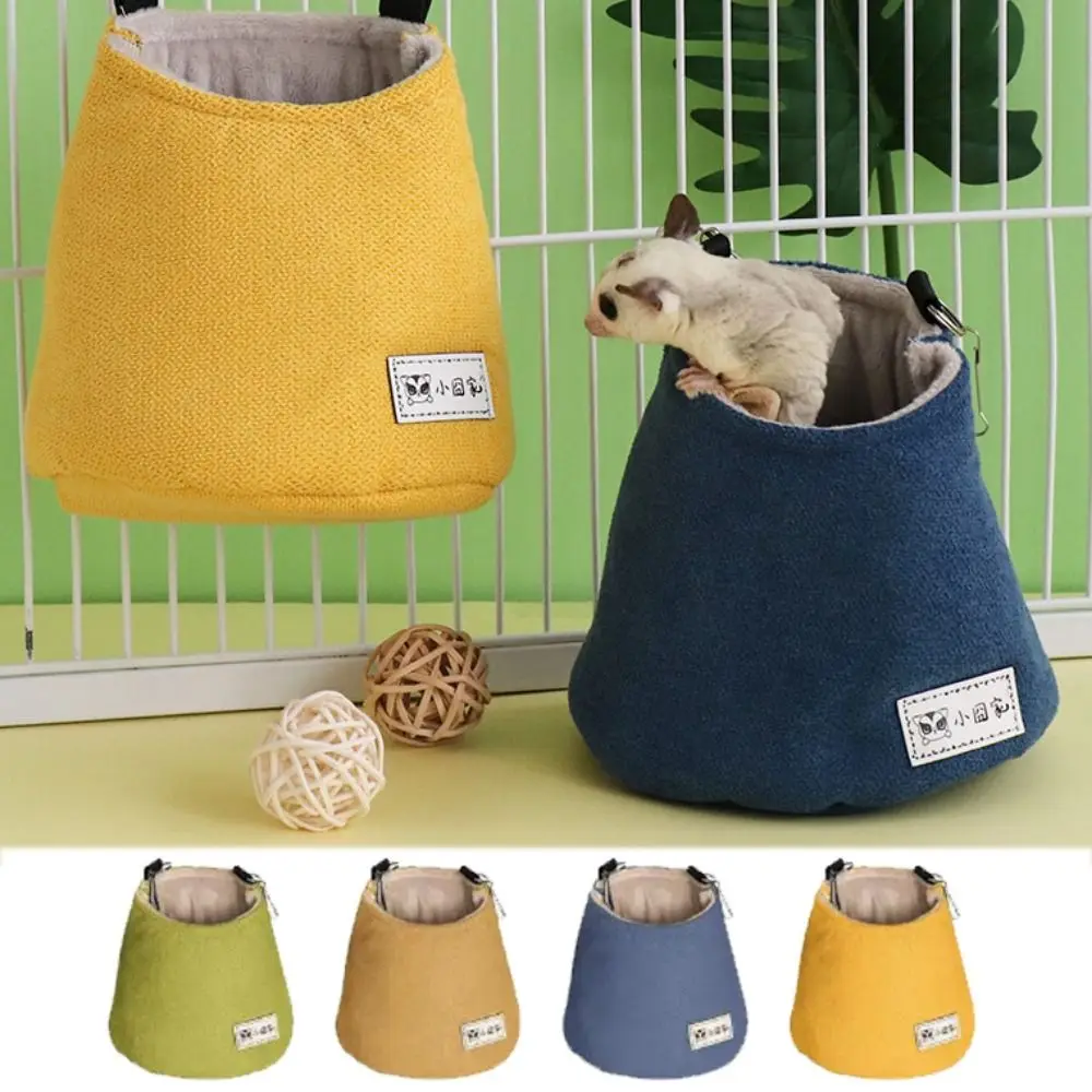 Opening Winter Sugar Glider Pouch Cloth/Plush Soft Squirrel Bed Cage Hook Comfortable Hamster Hanging Bed