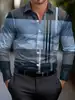 Men's shirt regular lapel shirt men's 3d printed plaid simple striped print casual street long sleeve fashion print shirt 2