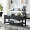 Lift Top Coffee Table with Storage Shelf, Black wood finish 3