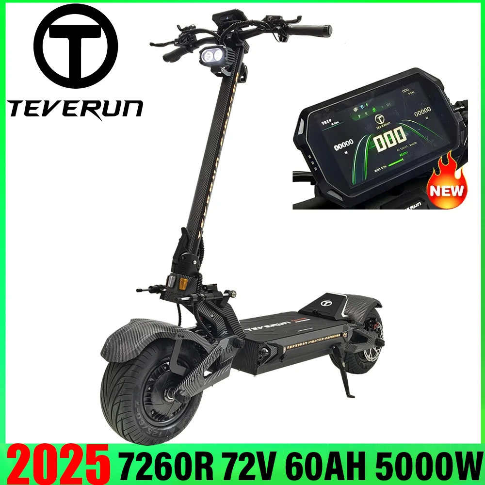 Newest TEVERUN Fighter Supreme+ 7260R V4 2500W*2 Dual Motor 72V 60Ah Battery 4inch Display 4Pistons Brake 13inch