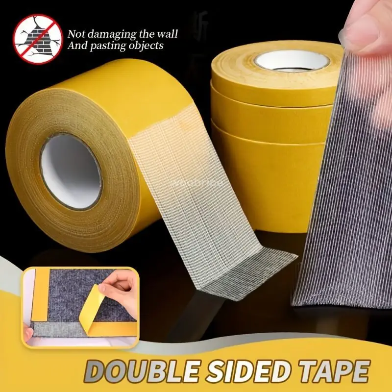 Heavy Duty Waterproof Double Sided Adhesive Tape - Translucent Mesh, Strong Fixation, Traceless, Powerful Grid