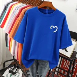 Plus Size 5XL 150KG Summer Cotton T shirt for Women Short Sleeve O Neck Femme Hearted tee Big Tops For Women Loose t shirt