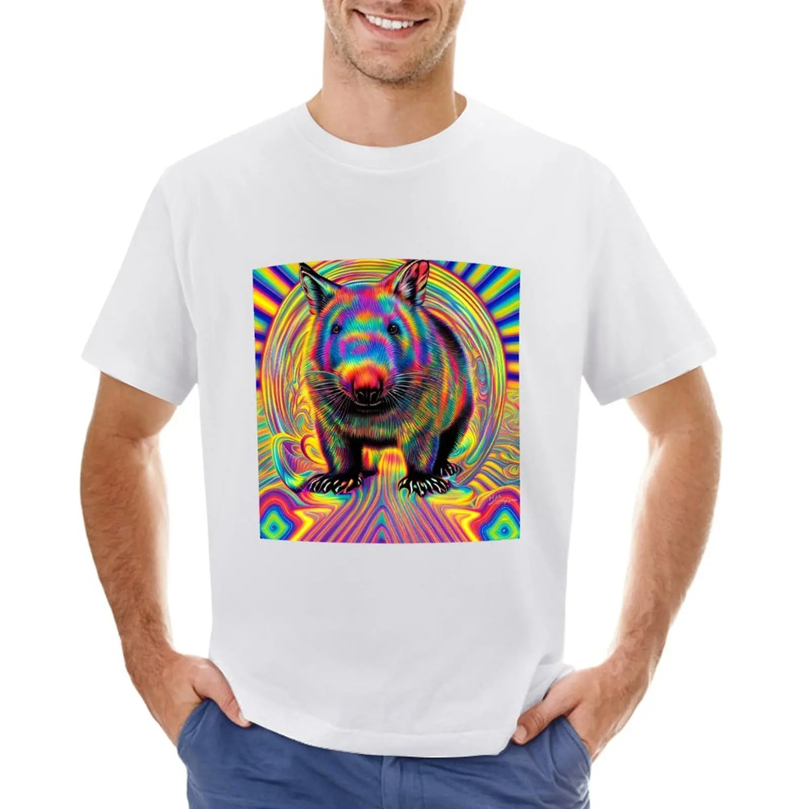 The Wombat Guru T-Shirt Plus Size Abbigliamento Moda Coreano Per Uomo