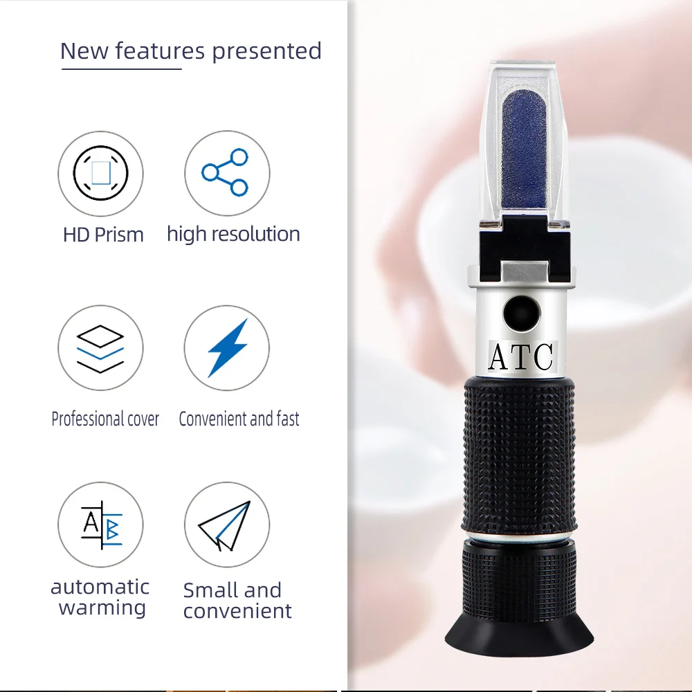 Alcohol Refractometer Hand Held Refractometer Handheld 0-80% Baijiu Alcohol Refractometer ATC Liquor Whisky Alcohol Tester Content Tester for Liquor Spirits
