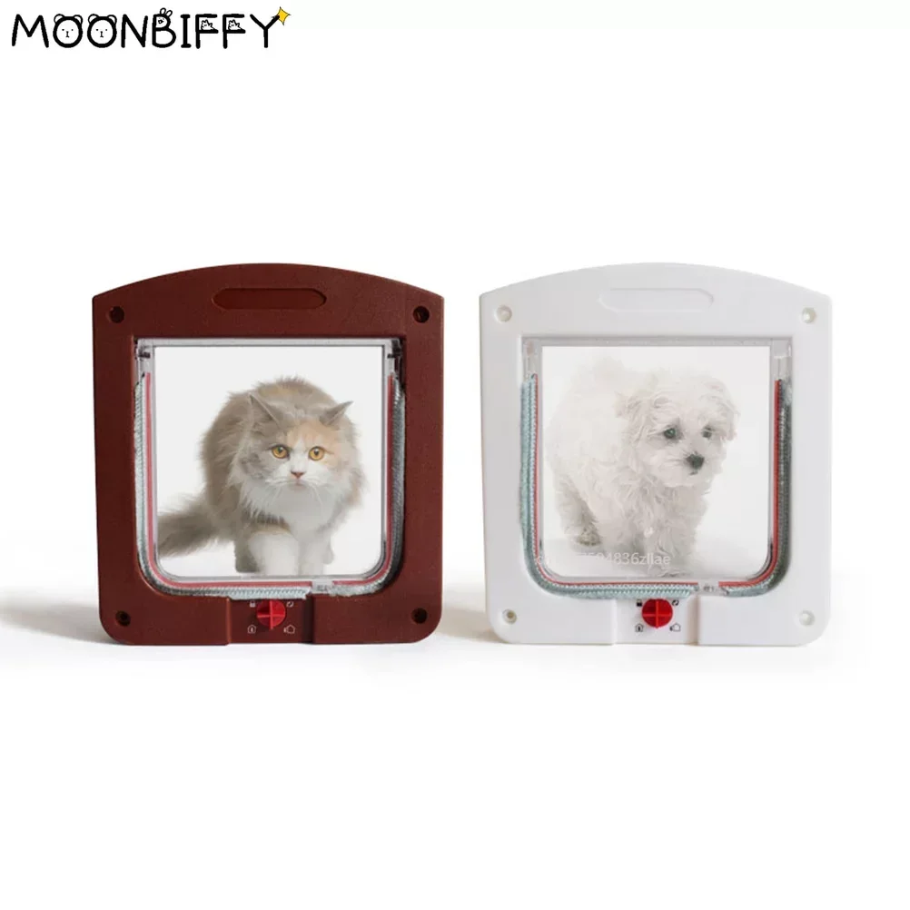 Controllable Pet Entry and Exit Window Cat Door Cat Safe Hole Window Door Pet Supplies Size S White