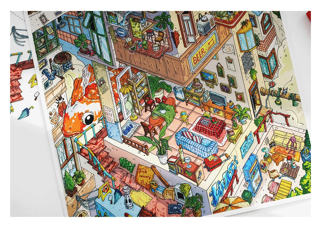 Kawaii The Hanging City 3D Lake Hut Landschaft Aufkleber DIY Taschenkabine Szene Festival Geschenk ﻿ – Detail 24